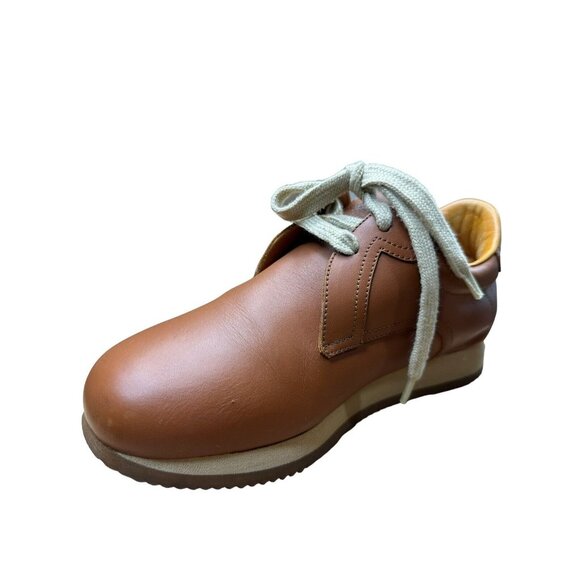 Hermes Women SIZE EU 37 US 6.5 Quick Sneakers Low Shoes Flat Leather Orange - Picture 10 of 12